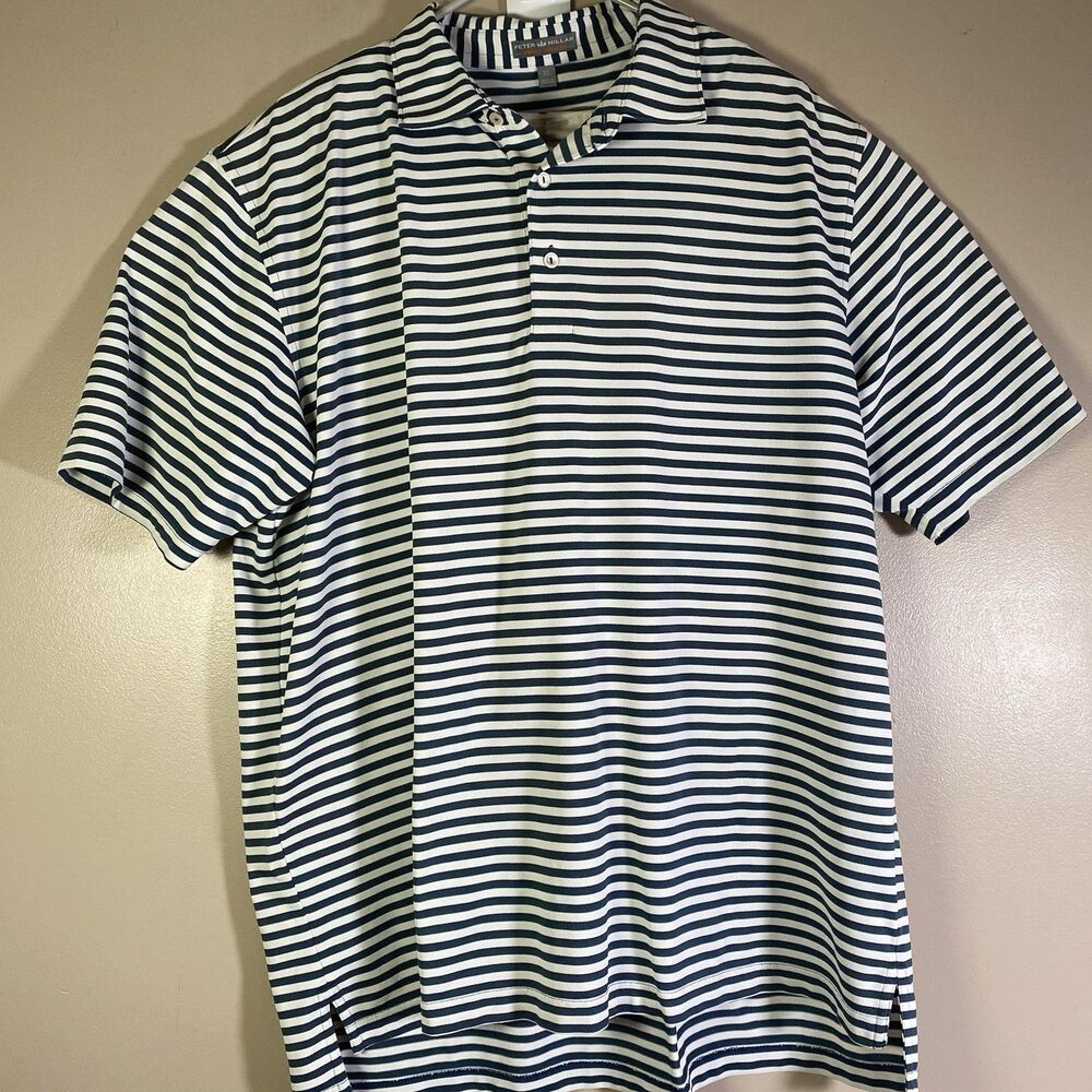 PETER MILLAR Golf Polo Summer Comfort Performance  Striped Blue Stripe Men XL
